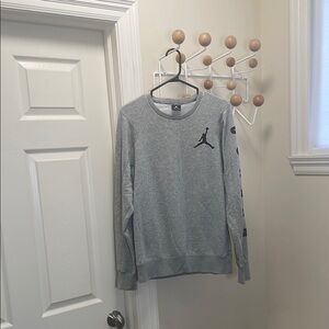 Jordan Gray Crewneck Sweater with Iconic Jumpman Logo - Small